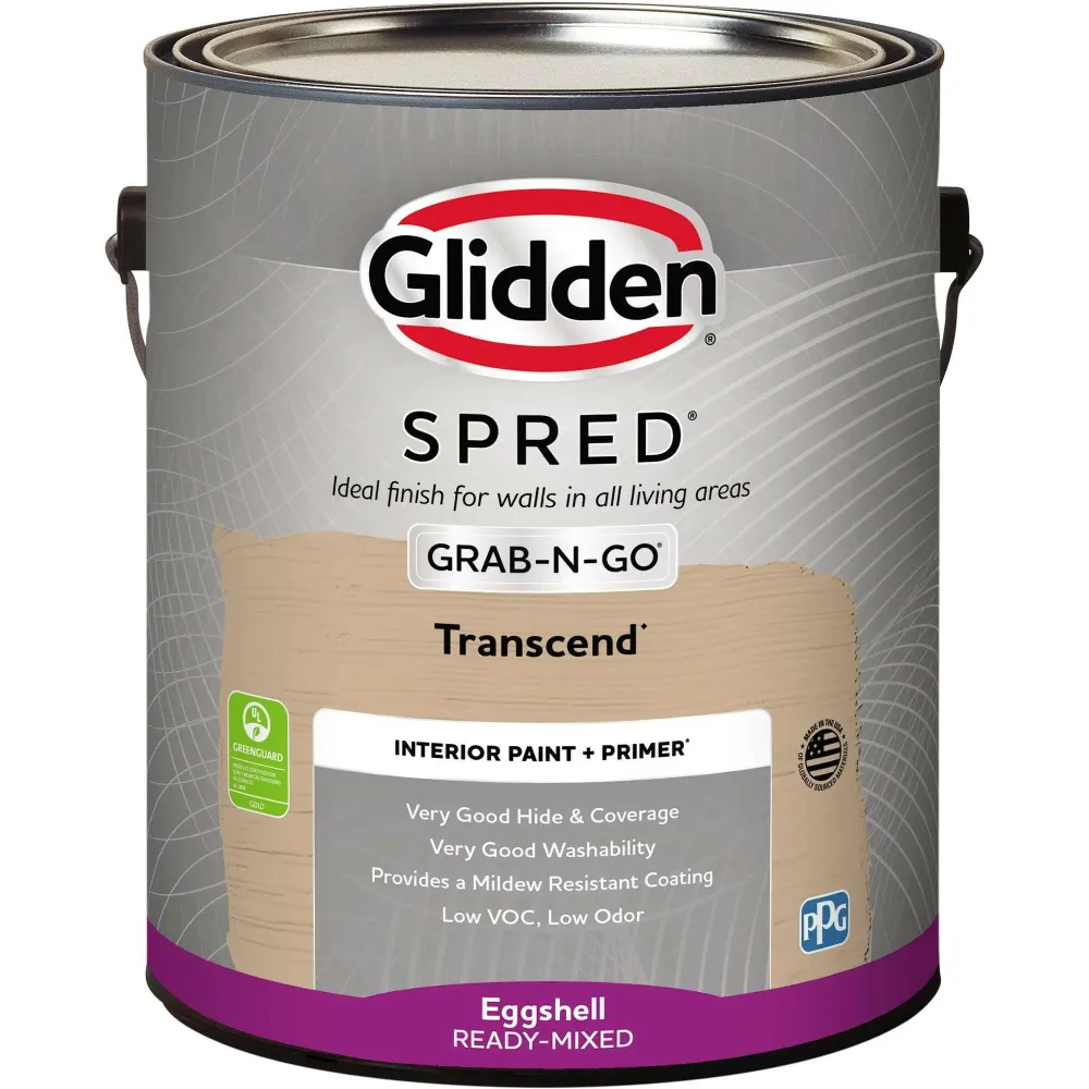 Mat Zwart Glidden Spred Grab-N-Go Interior Paint And Primer, Eggshell (Transcend, 1-Gallon)