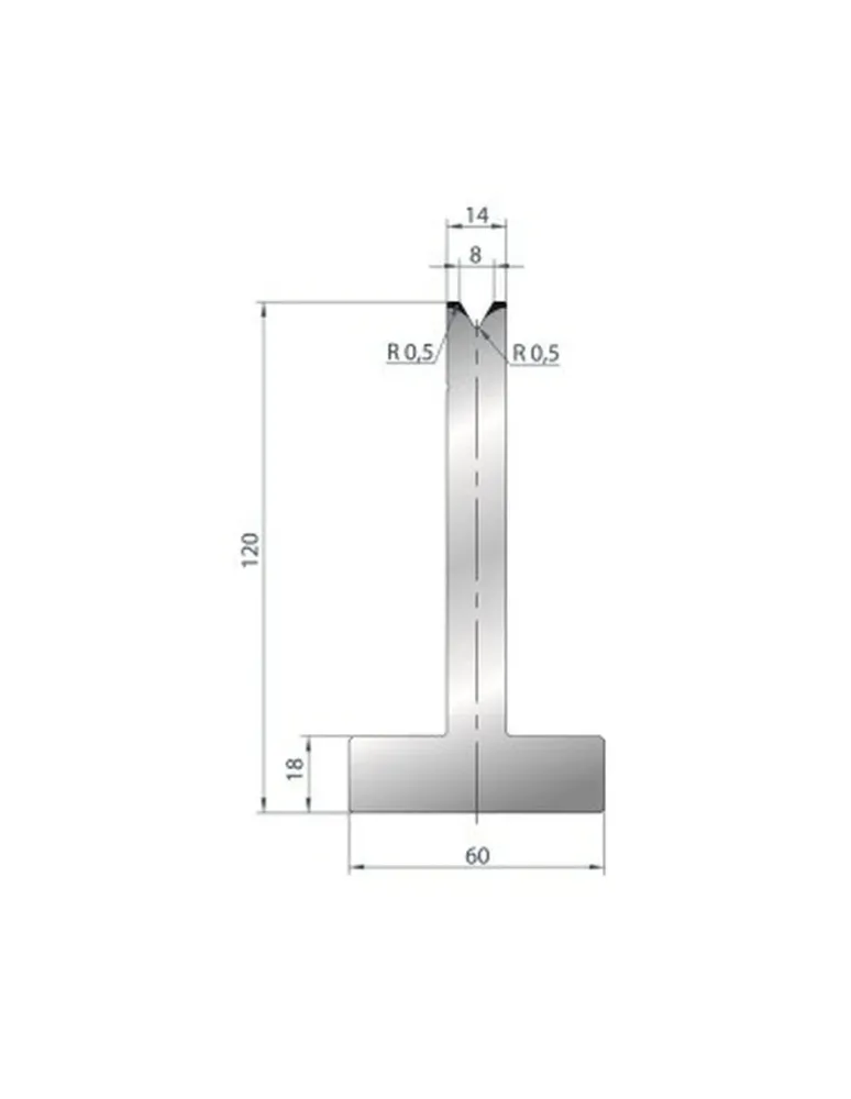 Heavy Duty AC Part No. 3060 @ 805mm 60 Degree T Shape Die (Segmented)