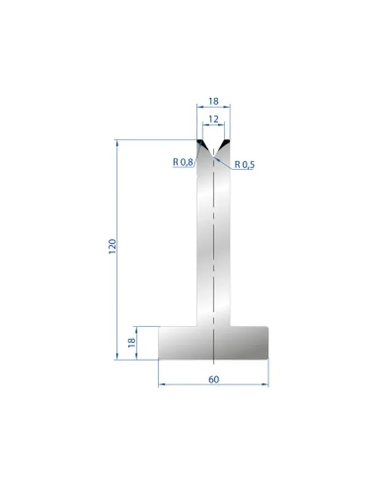Part No. 3062 @ 805mm 60 Degree T Shape Die (Segmented)