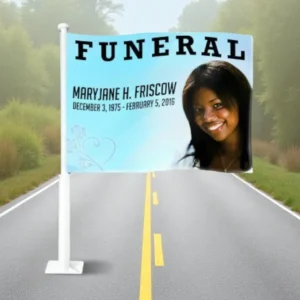 OEM Kwaliteit Princess Funeral Car Flag and Pole