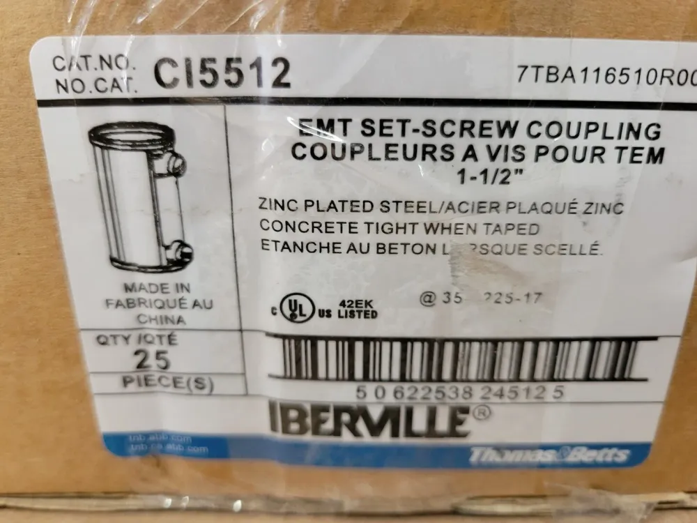 1-1/2" EMT Set Screw Coupling CI5512 (Box 25)