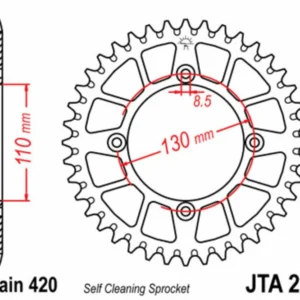 Corona JT SPROCKETS aluminio ultraligera autolimpiable 215 - Paso 420