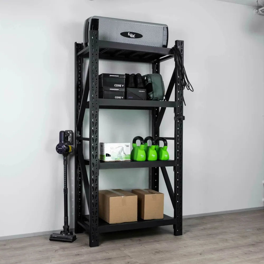 Fornorth Storage Shelf 1600kg, 100x50x200cm, Koolzwart met waterafstotende eigenschappen