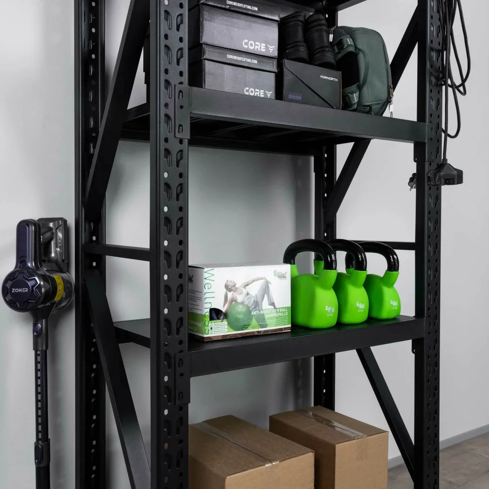 Fornorth Storage Shelf 1600kg, 100x50x200cm, Koolzwart met waterafstotende eigenschappen