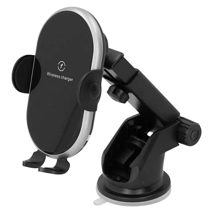 Carpoint Telefoonhouder & Draadloze Qi Lader - Kunststof, Zwart