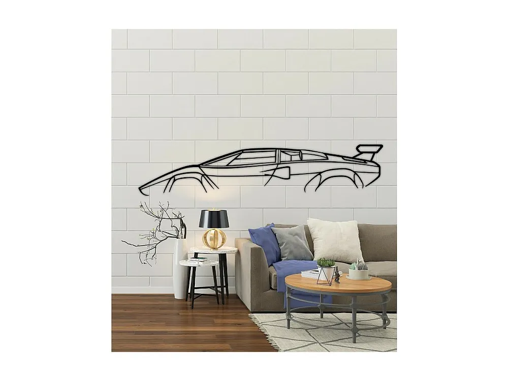 Metalen Decoratie Auto, Zwart, 202x1,5x40 cm, EPIKASA