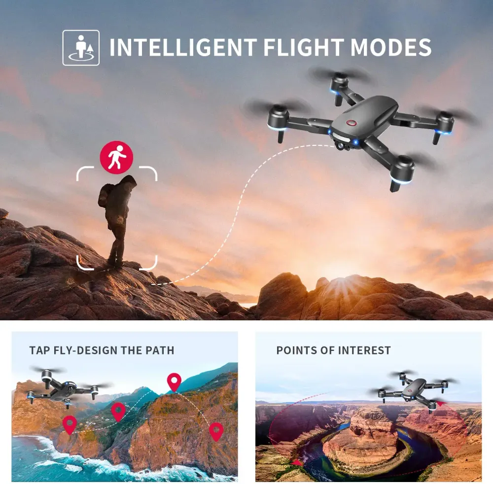 LOPOM JX02 GPS Drone - 4K HD Camera Adults Begineer, 40mins Flight Time Auto Return Follow Me 3 Speeds Bekwaam Camera Drone