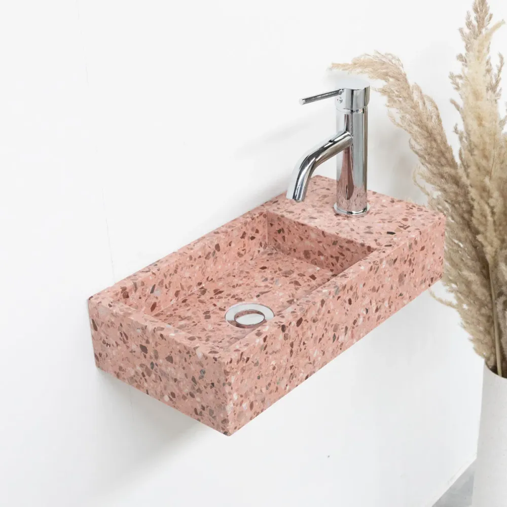 Portable Porto Handenwasser - Roze Terrazzo - Rechts