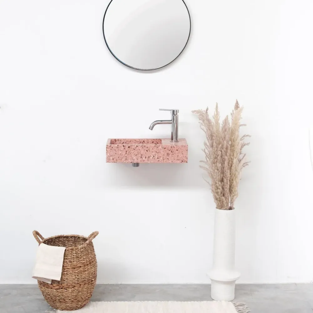 Portable Porto Handenwasser - Roze Terrazzo - Rechts