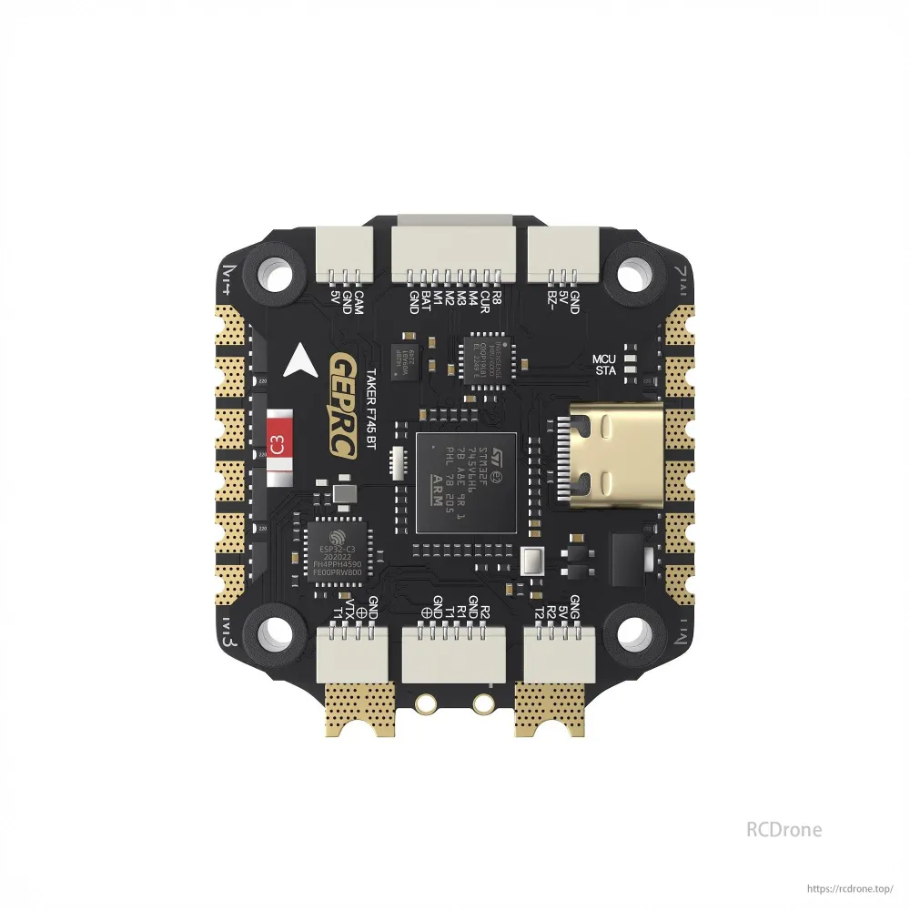 GEPRC TAKER F745 BT 60A Flight Controller Stack – Duaal Gyros, 512MB Blackbox, Bluetooth, 8-Motor Output