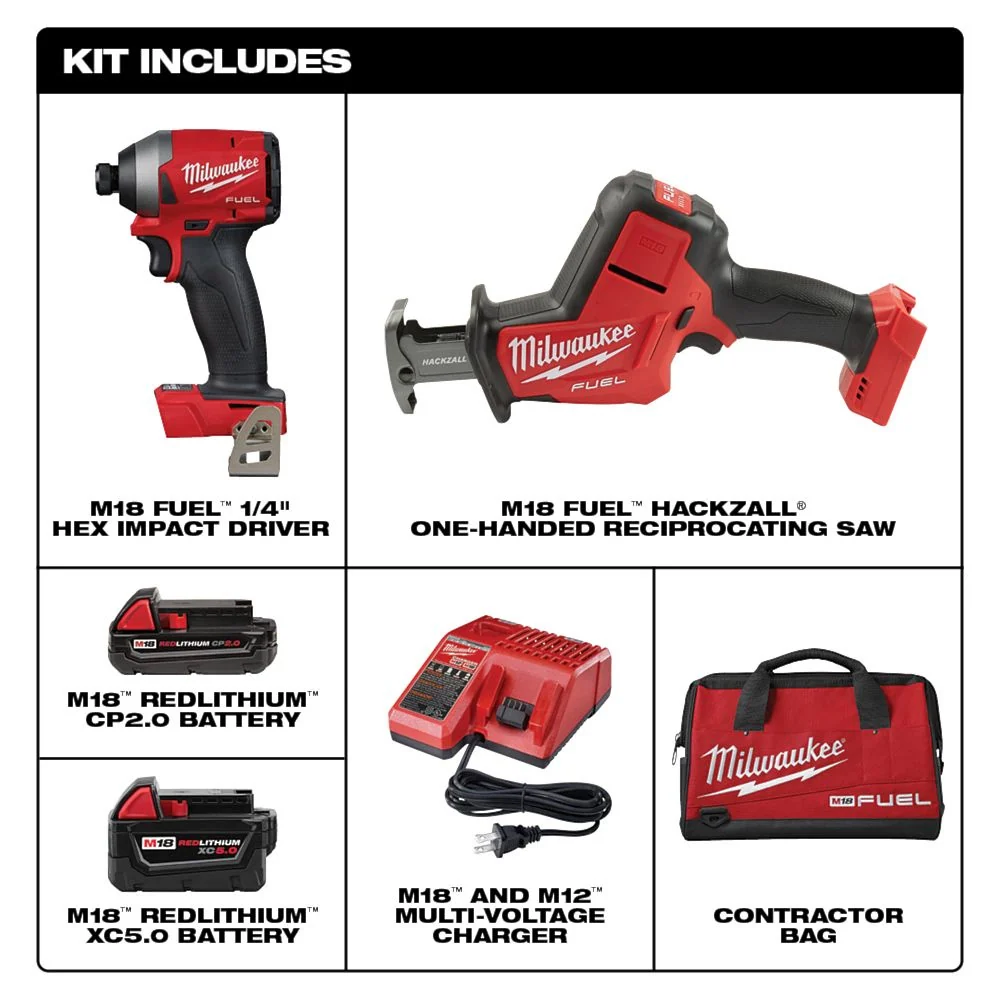 Milwaukee Tools M18 FUEL 2PC Kit Impct/HACKZALL 2853-22H