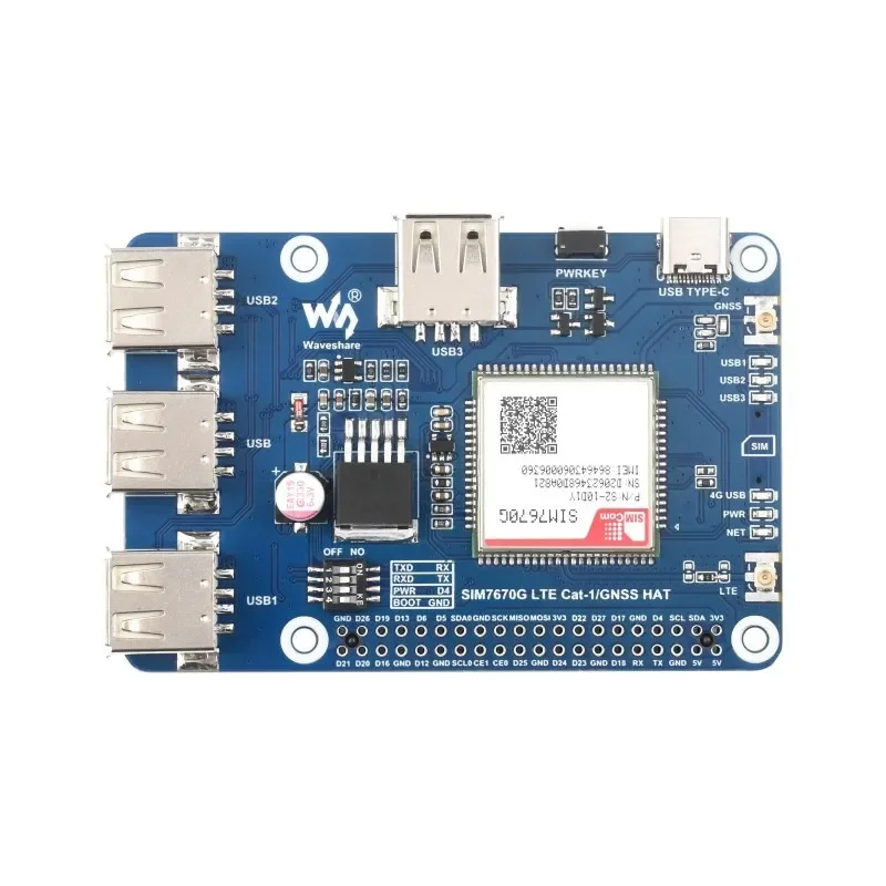Waveshare Cat-1/GNSS HAT Raspberry Pi Based On SIM7670G Module : Pro Fishfinder Editie