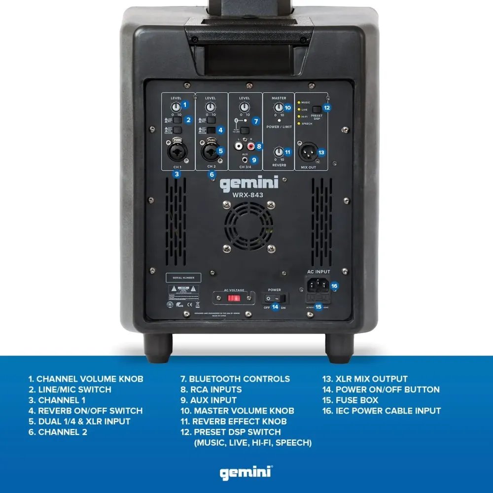 Marifoon WRX-900TOGO Lightweight Herlaadbaar Line Array Speaker System
