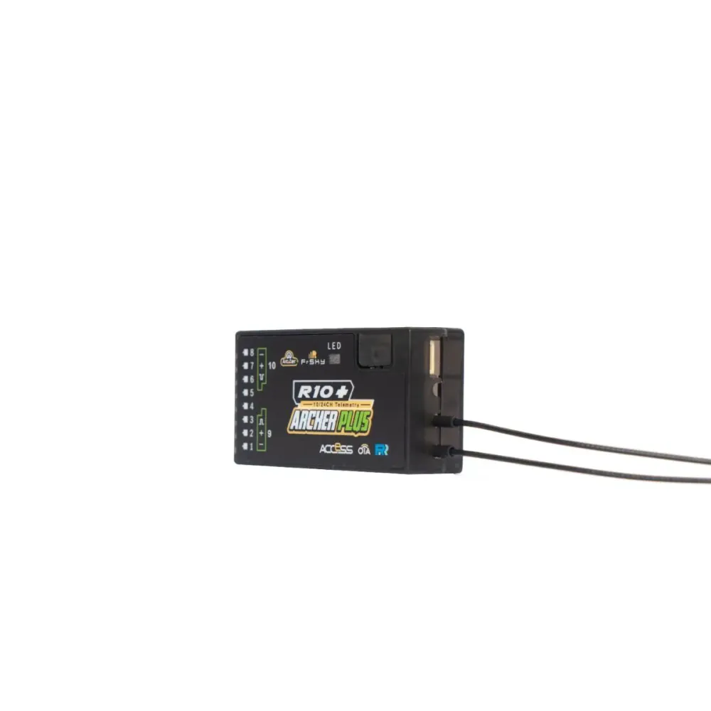 FrSky ARCHER PLUS R10+ receiver - 10 configurable channel ports (PWM, SBUS, FBUS, or S.Port) 2.4GHz ACCESS / ACCST D16