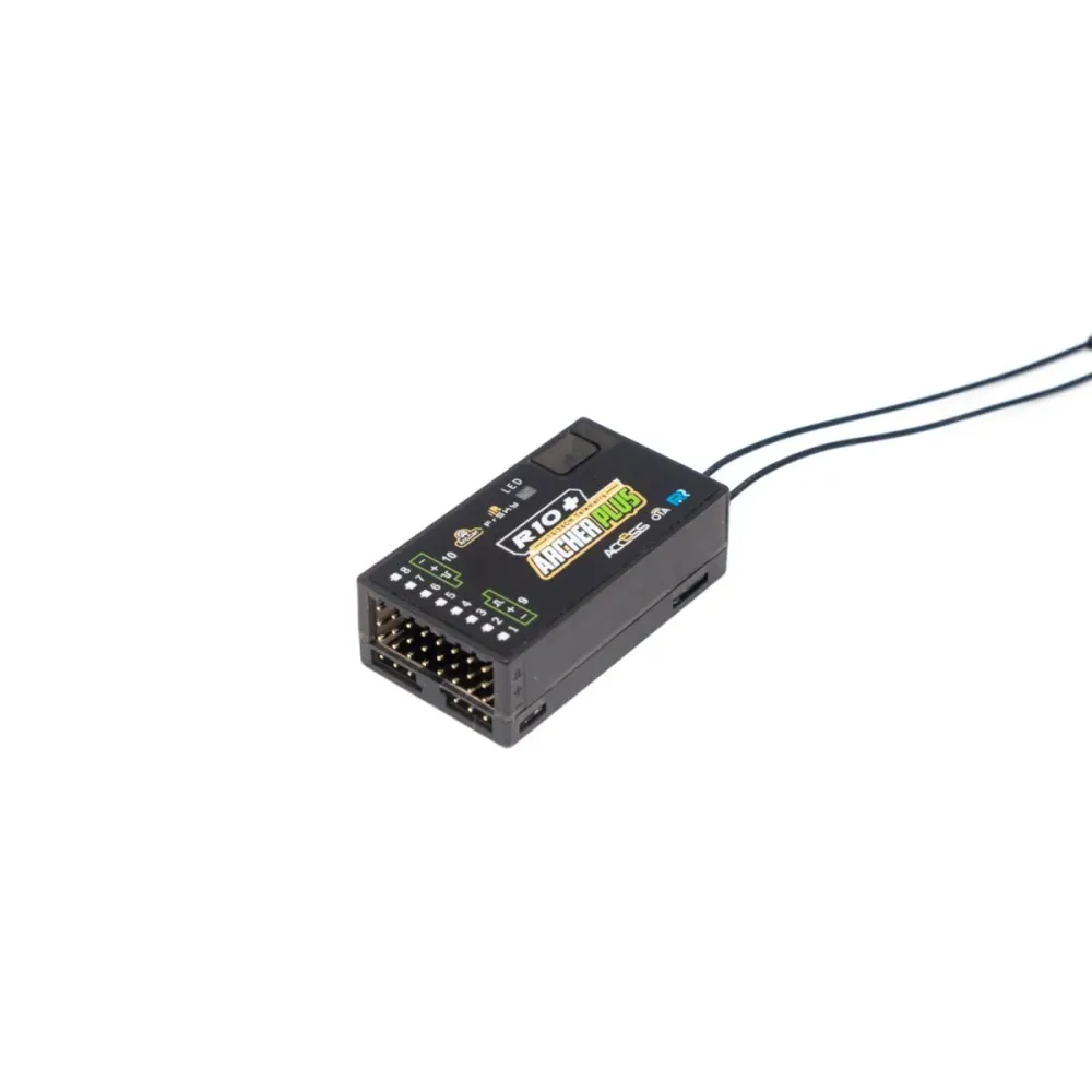 FrSky ARCHER PLUS R10+ receiver - 10 configurable channel ports (PWM, SBUS, FBUS, or S.Port) 2.4GHz ACCESS / ACCST D16