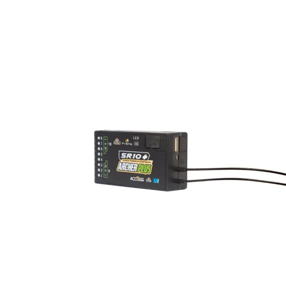 FrSky ARCHER PLUS SR10+ Receiver - 10 Channels PWM, SBUS, FBUS, or S.Port 2.4GHz ACCESS / ACCST D16 RVS Behuizing