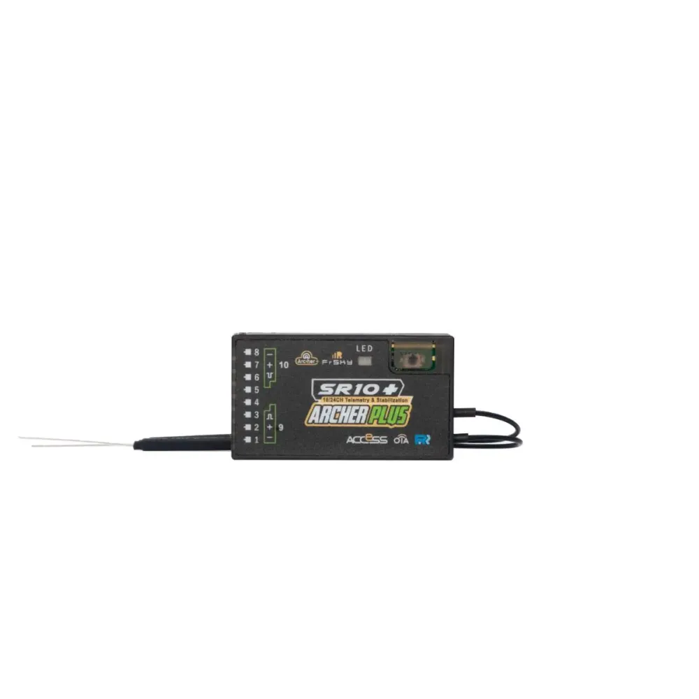 FrSky ARCHER PLUS SR10+ Receiver - 10 Channels PWM, SBUS, FBUS, or S.Port 2.4GHz ACCESS / ACCST D16 RVS Behuizing