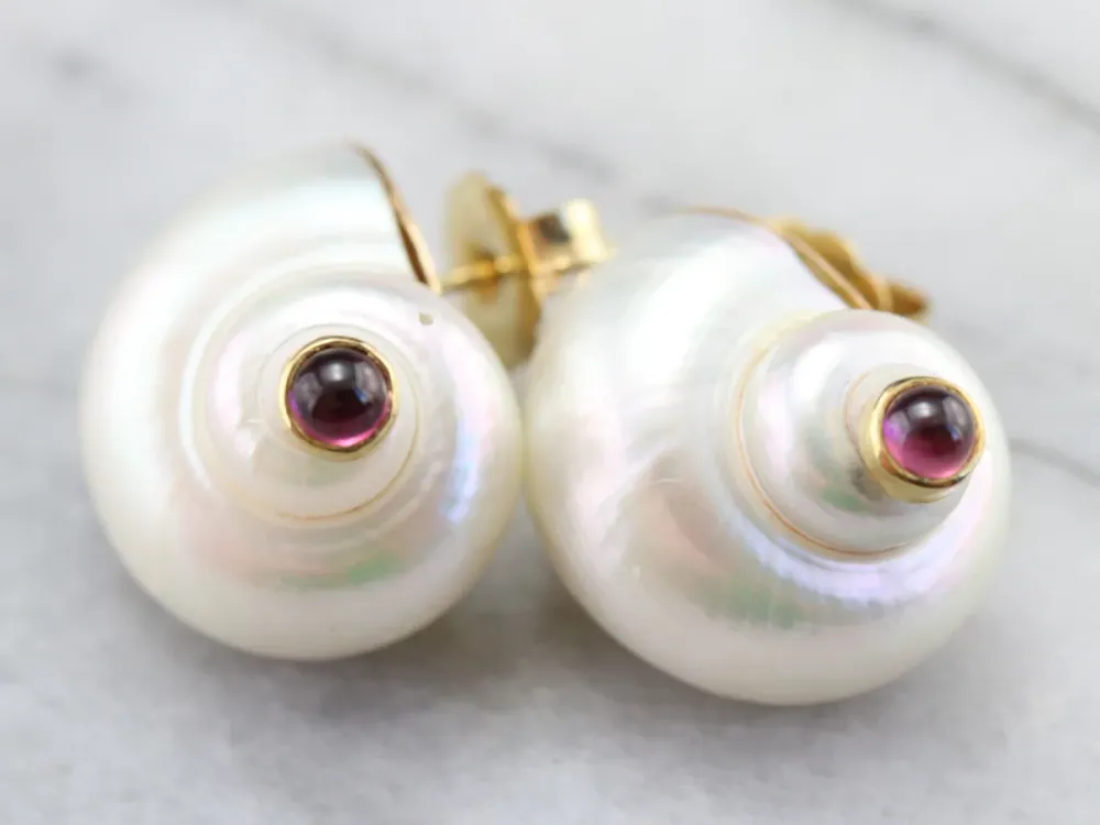 IPX7 Waterdicht Sea Snail Tourmaline Shell Earrings