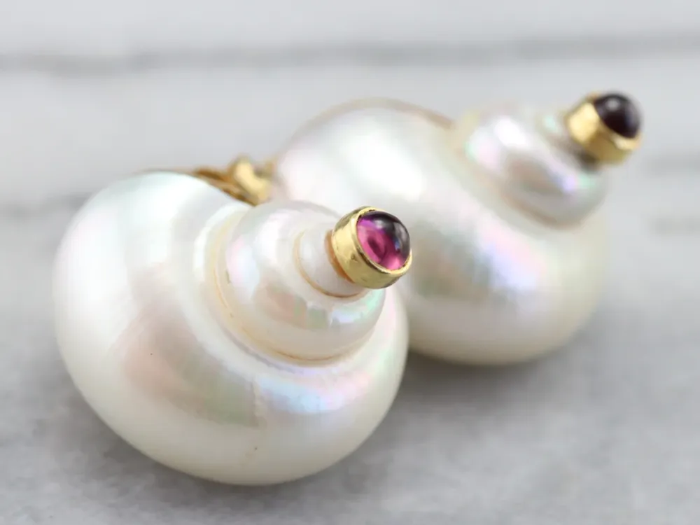 IPX7 Waterdicht Sea Snail Tourmaline Shell Earrings