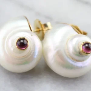 IPX7 Waterdicht Sea Snail Tourmaline Shell Earrings