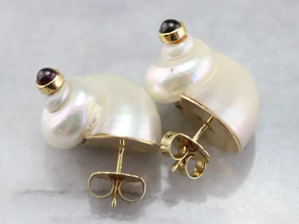 IPX7 Waterdicht Sea Snail Tourmaline Shell Earrings