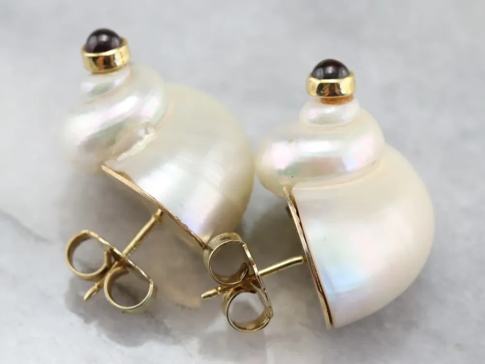 IPX7 Waterdicht Sea Snail Tourmaline Shell Earrings