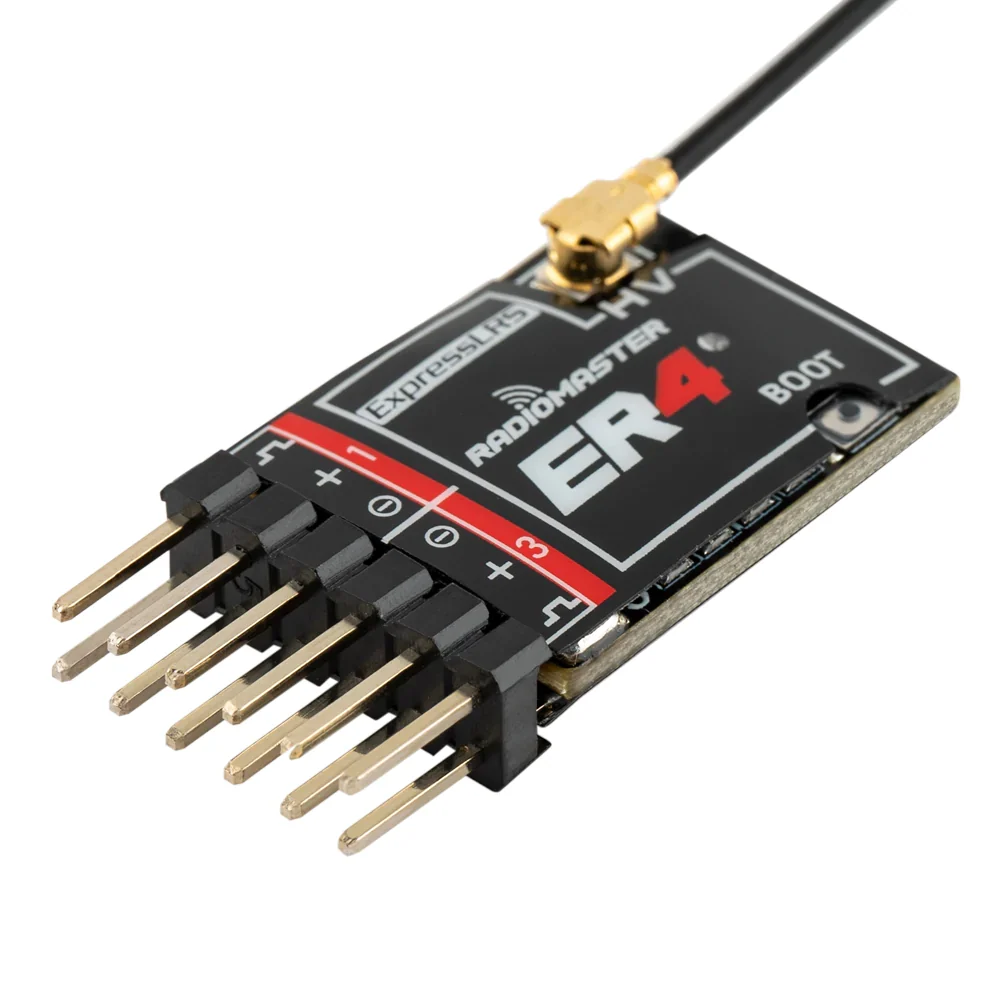 Radar RadioMaster ER4 2.4GHz ELRS PWM Receiver - Light Weight and Small Size Suitable Gering Aircraft,FPV Drone, RC Car, Boat