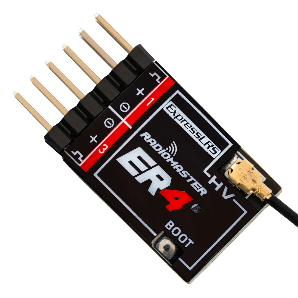 Radar RadioMaster ER4 2.4GHz ELRS PWM Receiver - Light Weight and Small Size Suitable Gering Aircraft,FPV Drone, RC Car, Boat