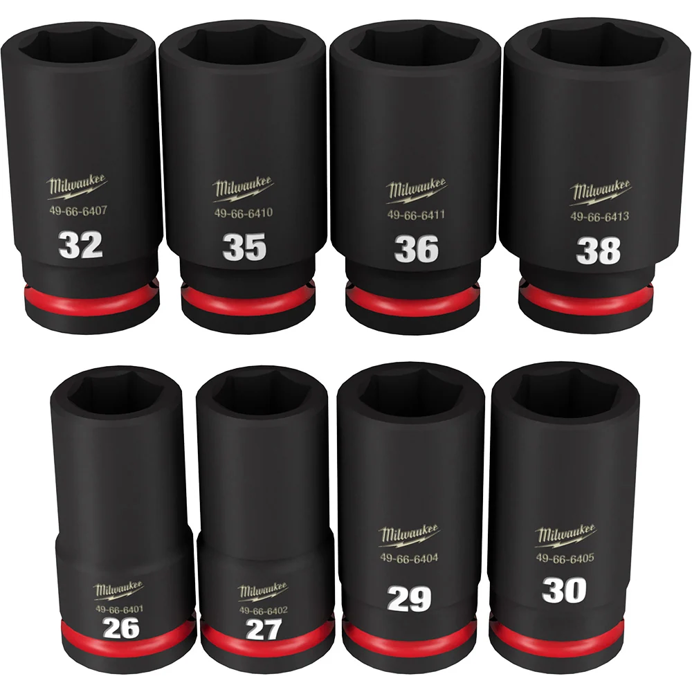 MILWAUKEE 8PC SHOCKWAVE Impact Duty 3/4" Drive Metric Deep 6 Point Socket Set