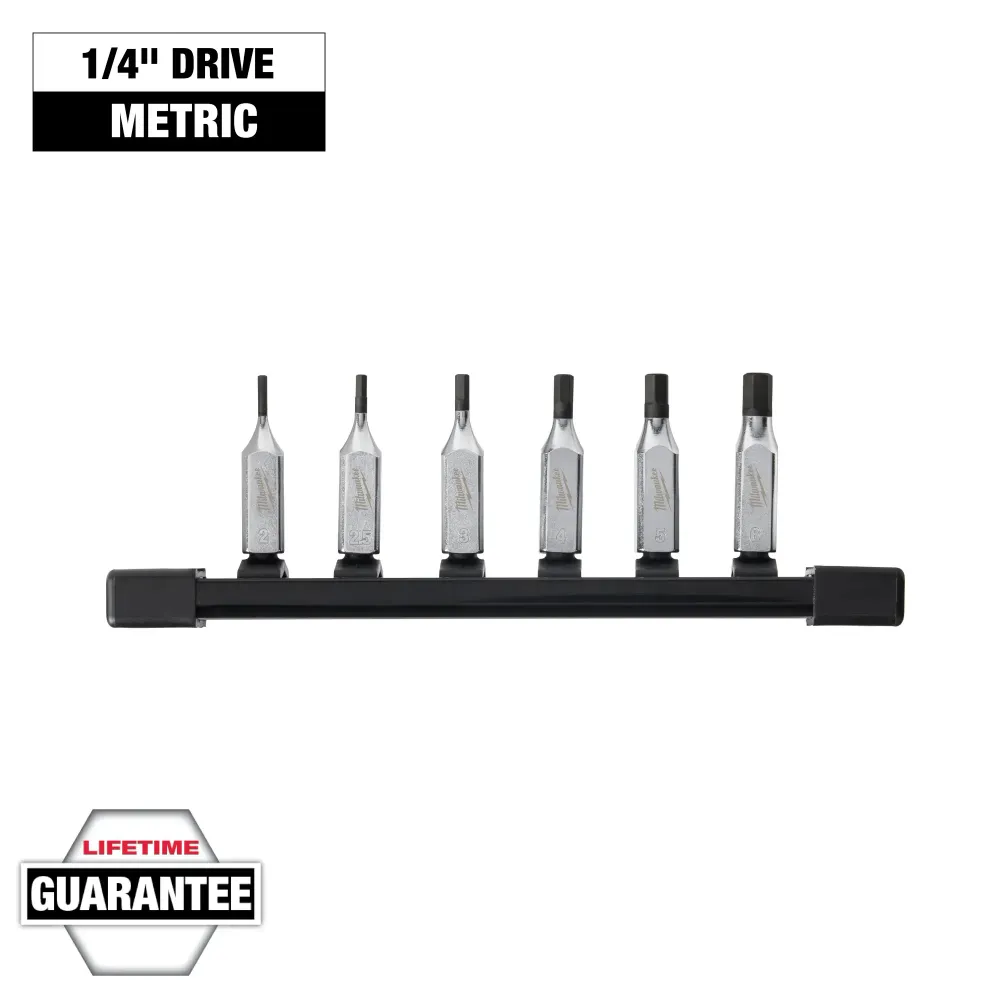 MILWAUKEE 6 PC. 1/4" Drive Hex Bit Socket Set - Metric