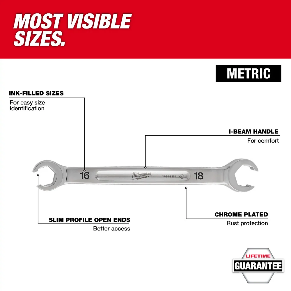 MILWAUKEE 6 PC. Duo End Flare Nut Wrench Set - Metric met instructiehandleiding