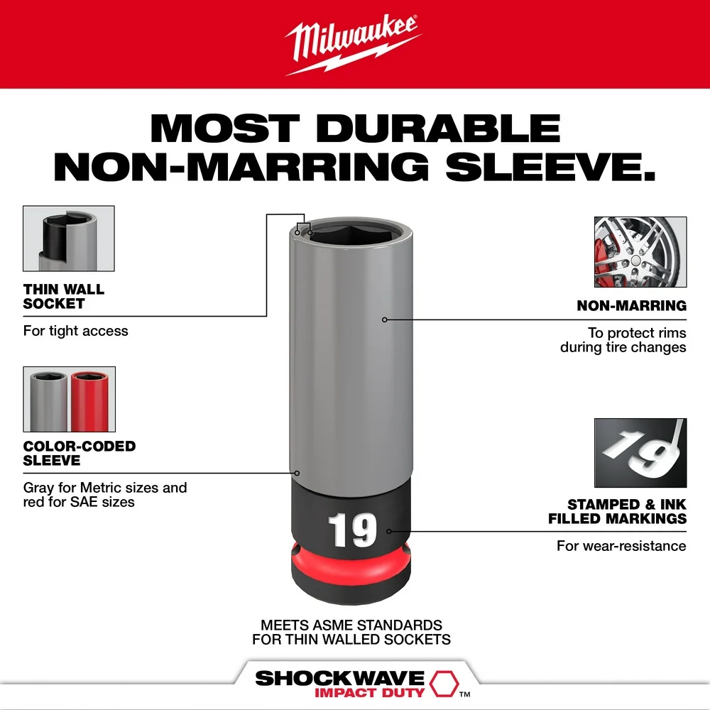MILWAUKEE SHOCKWAVE IMPACT DUTY 1/2 Drive 21MM Metric Lug Nut Wheel Socket