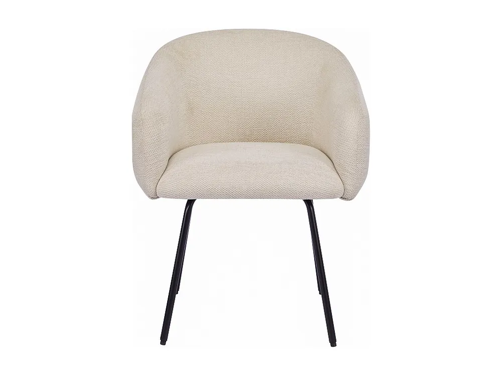 Set van 2 stoelen met armleuningen van stof met textuur en zwart metaal - Crèmewit - NISTOSIA voor M4 t/m M12