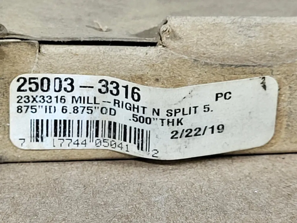 Split Oil Seal 25003-3316, 5.875" ID, 6.875" OD, 0.5" THK, MILL-RIGHT N