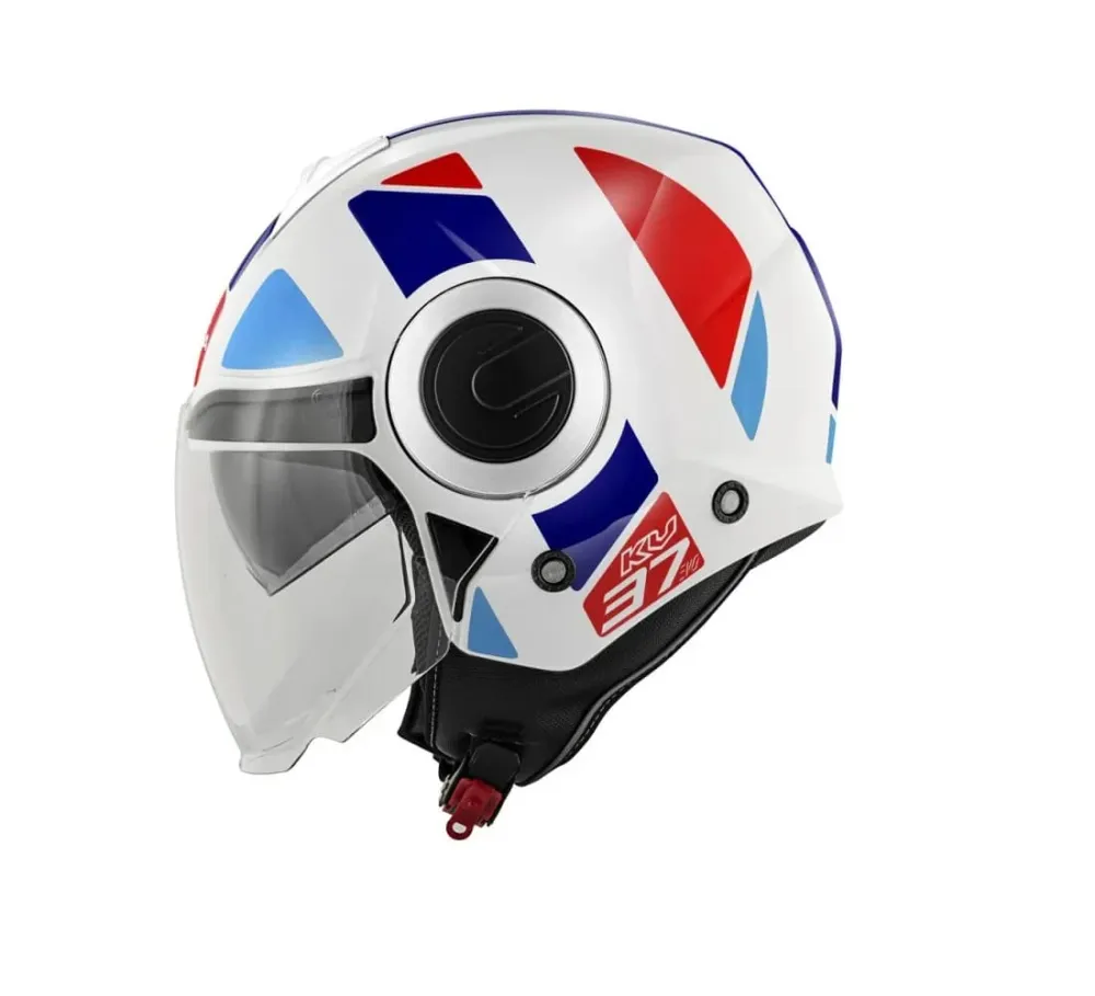 Ventilerende KAPPA KV37 EVO Carcasa Scooter Estilo Casco Blanco Azul Rojo Blanco