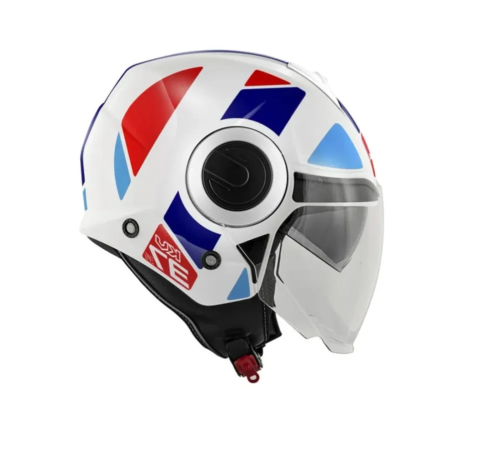 Ventilerende KAPPA KV37 EVO Carcasa Scooter Estilo Casco Blanco Azul Rojo Blanco