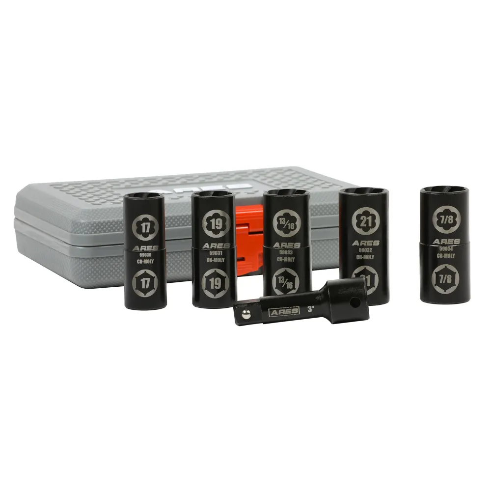 ARES 59035 - 1/2-Inch Drive 6pc Basis Hex and Damaged Lug Nut Flip Socket Set