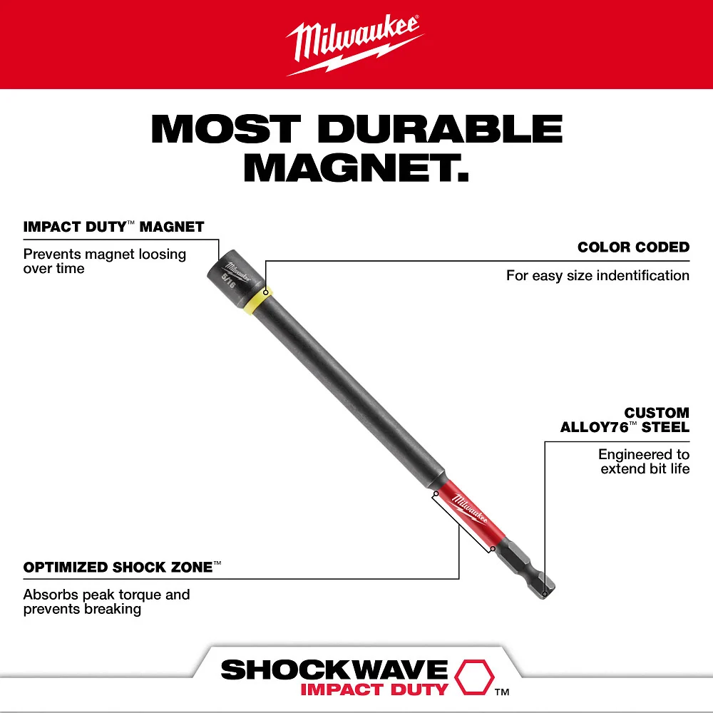 MILWAUKEE 6 PC. SHOCKWAVE IMPACT DUTY™ 6" Magnetic Nut Driver Set