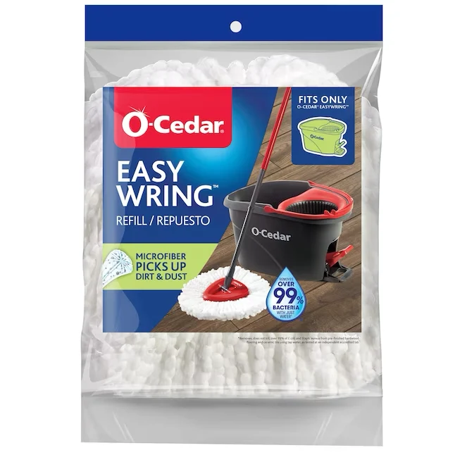 O-Cedar EasyWring Pluisvrij materiaal Refill - Removes Tough Dirt & Bacteria - Machine Washable - Triangle-Shaped Mop Frame