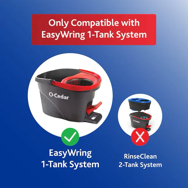 O-Cedar EasyWring Pluisvrij materiaal Refill - Removes Tough Dirt & Bacteria - Machine Washable - Triangle-Shaped Mop Frame