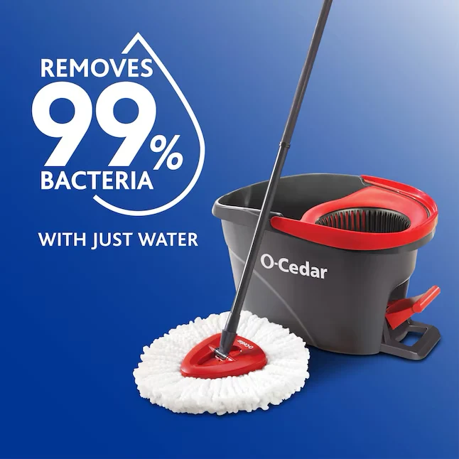 O-Cedar EasyWring Pluisvrij materiaal Refill - Removes Tough Dirt & Bacteria - Machine Washable - Triangle-Shaped Mop Frame
