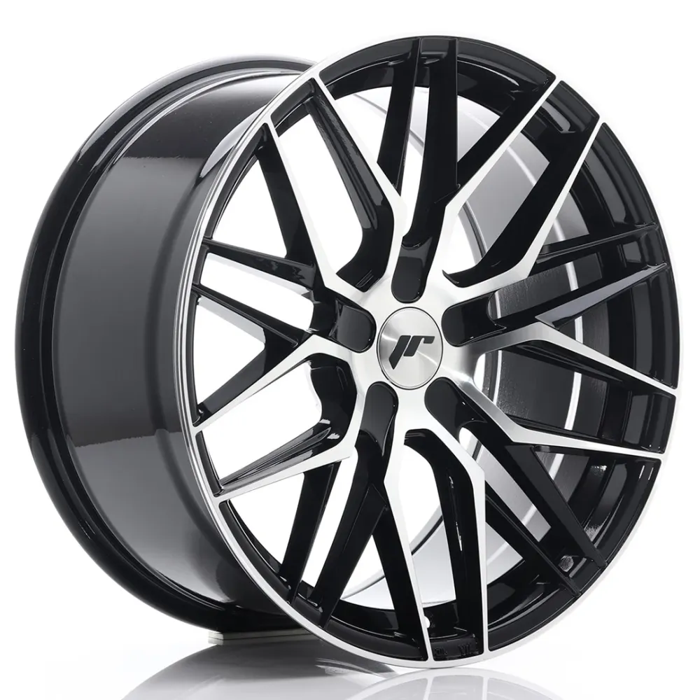 Japan Racing JR-28 Extreme Concave 19x9.5" (5 hole custom PCD) ET20-40, Gloss Koolzwart, Machined Spokes