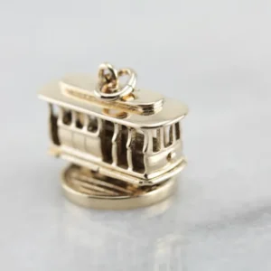 Trolley Car Charm Spinning Base Mosterdgeel Gold