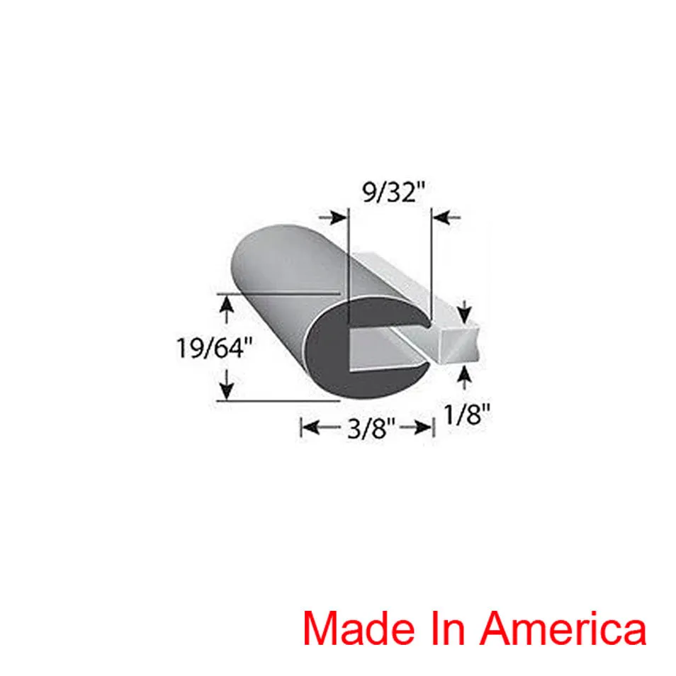 BLACK 1/8" Rubber Edge Automotive Marine Neoprene U Channel - Sold Foot