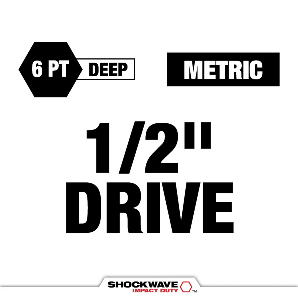 MILWAUKEE SHOCKWAVE IMPACT DUTY 1/2 Drive 19MM Metric Lug Nut Wheel Socket