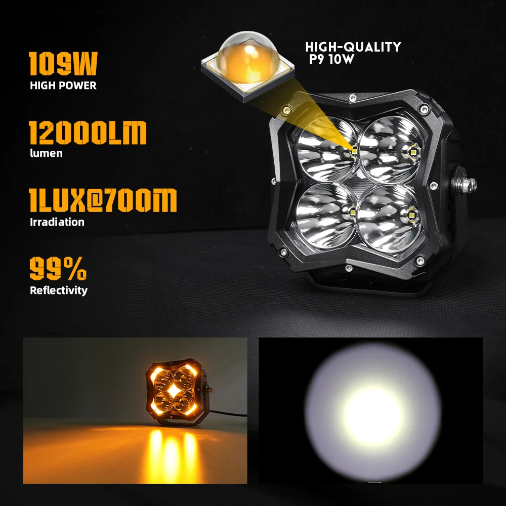 COLIGHT 5 Inch X5 Series Spot Beam Led Driving Lights Amber Backlight