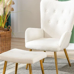 Fauteuil badstof met voetsteun - Wit