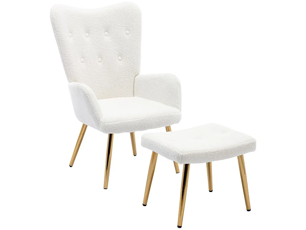 Fauteuil badstof met voetsteun - Wit