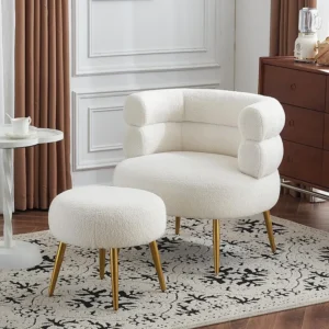 Fauteuil badstof met voetsteun - Wit