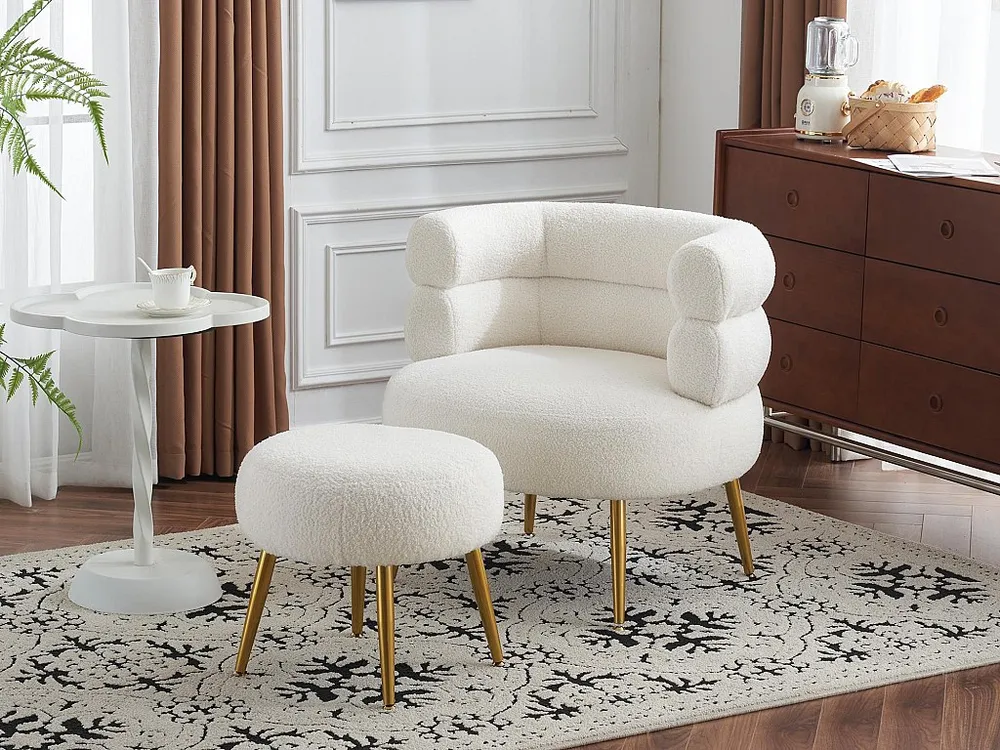 Fauteuil badstof met voetsteun - Wit